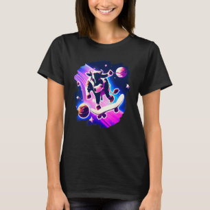 Cow Skateboarding in Outer Space Retro Vintage Ska T-Shirt