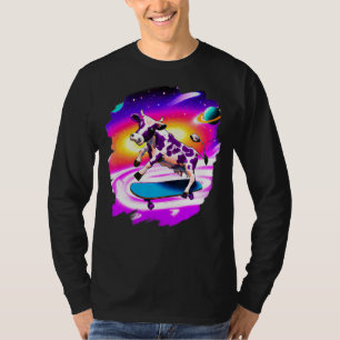 Cow Skateboarding in Outer Space Retro Vintage Ska T-Shirt
