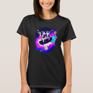 Cow Skateboarding in Outer Space Retro Vintage Ska T-Shirt