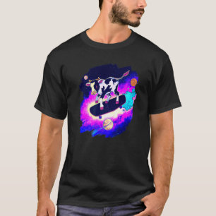 Cow Skateboarding in Outer Space Retro Vintage Ska T-Shirt