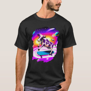 Cow Skateboarding in Outer Space Retro Vintage Ska T-Shirt