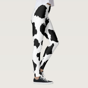 Cow Skin Black and White Pattern Leggings