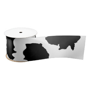 Cow Skin Black and White Pattern Satin Ribbon