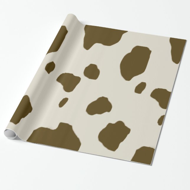COW SKIN Brown Animal Print Wrapping Paper (Unrolled)