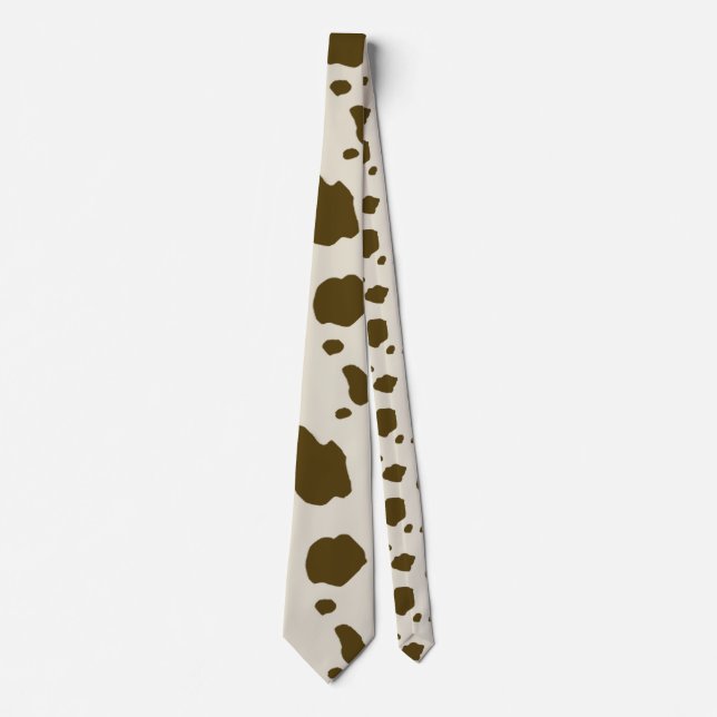 COW SKIN brown large print Tie (Front)