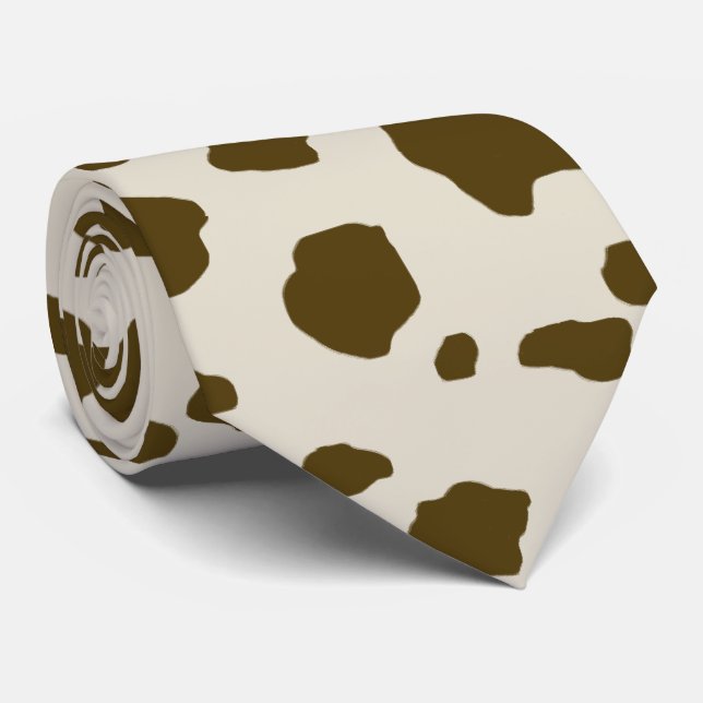 COW SKIN brown small print Tie (Rolled)