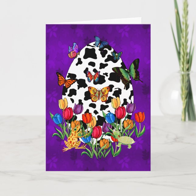Cow Skin Easter Egg Holiday Card (Front)