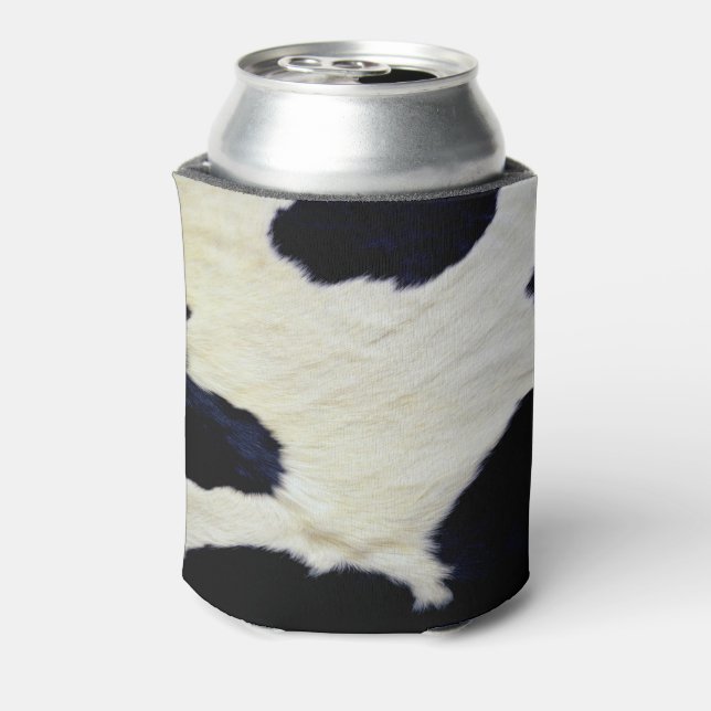 Cow Skin Fur Texture Black and White Customise Can Cooler (Can Back)