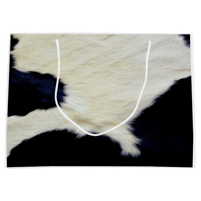 Cow Skin Fur Texture Black and White Customise Large Gift Bag (Front)