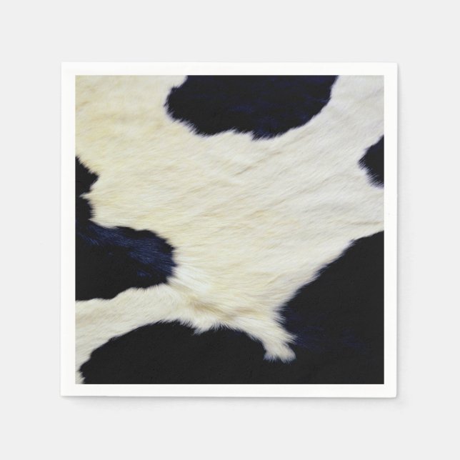 Cow Skin Fur Texture Black and White Customise Napkin (Front)