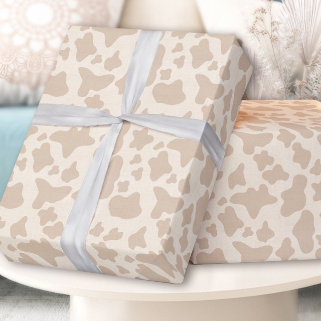 Cow Skin Pattern Beige Western Rodeo Boy Birthday Wrapping Paper (Cow Skin Pattern Beige Western Rodeo Boy Birthday Wrapping Paper)