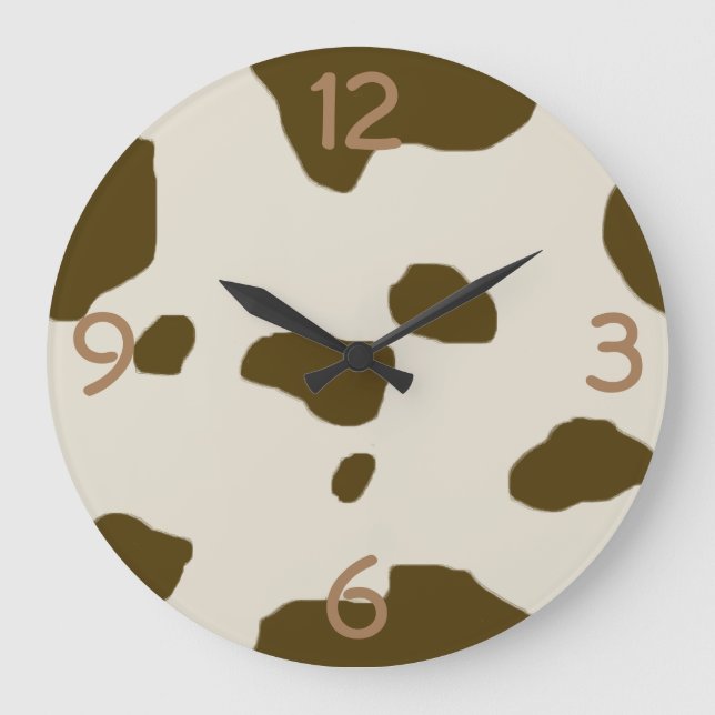 COW SKIN print Quarterly digits Large Clock (Front)