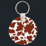 Cow Skin Spots Print Farmer  Key Ring<br><div class="desc">Classic and trendy brown and white cow skin spots texture design. Cow spots animal print</div>