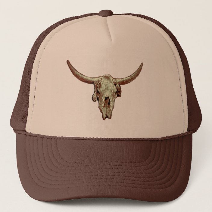 Cow Skull Brown Country Western Rustic Style Trucker Hat | Zazzle.co.uk