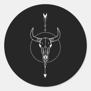 Cow Skull Bull Skull Tattoo Art Comp Traveller  Classic Round Sticker