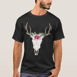 Cow Skull Flower Floral Skull Cow Skull T-Shirt