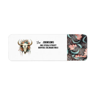 Cow Skull/Flowers Floral Design Return Address