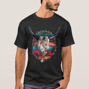 Cow Skull Leopard Bull Skull Western Country Cowhi T-Shirt