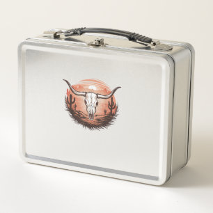 Cow Skull western cowgirl cowboy rodeo Metal Lunch Box