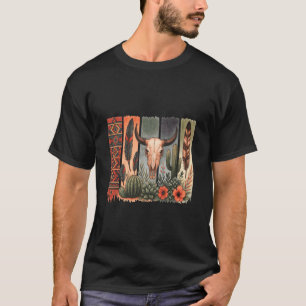 Cow Skull with Feathers Native Americans T-Shirt