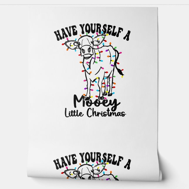 Cow & Snow Have Yourself A Mooey Little Christmas  Wallpaper (Unrolling)