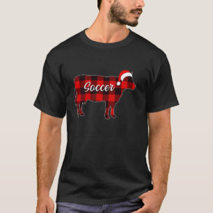 Cow Soccer Pajama Red Plaid Cow Lover Christmas Fa T-Shirt