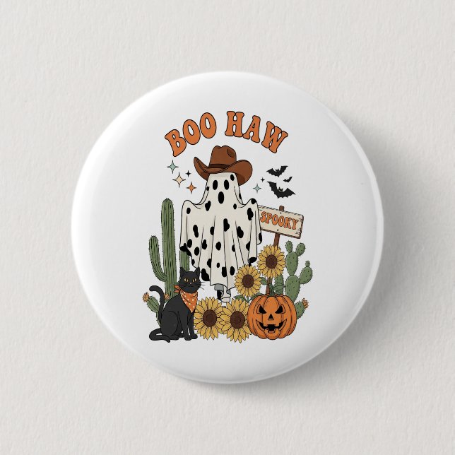 Cow Spot Ghost Western-Funny Halloween 6 Cm Round Badge (Front)