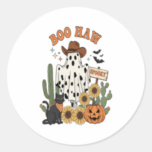 Cow Spot Ghost Western-Funny Halloween Classic Round Sticker