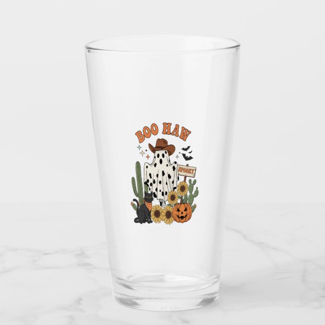Cow Spot Ghost Western-Funny Halloween Glass (Front)