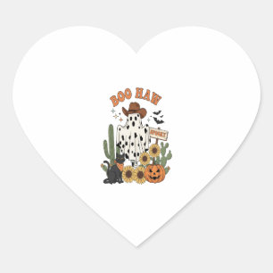 Cow Spot Ghost Western-Funny Halloween Heart Sticker