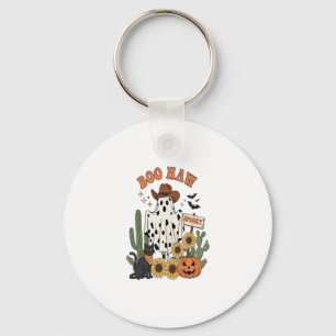 Cow Spot Ghost Western-Funny Halloween Key Ring