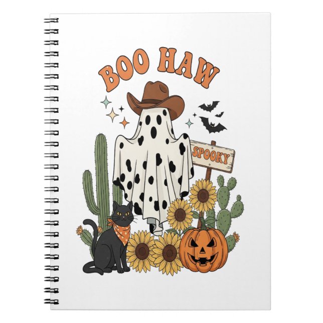 Cow Spot Ghost Western-Funny Halloween Notebook (Front)