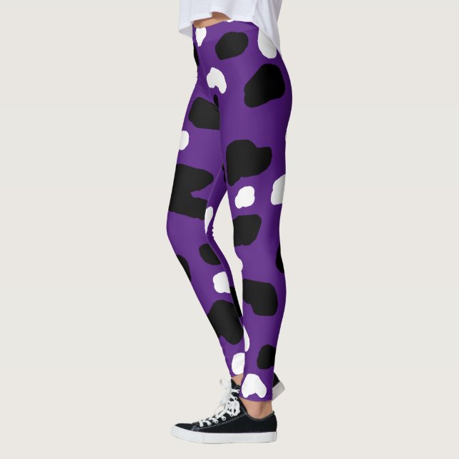 Cow Spots On Purple, Leggings (Left)