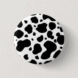 Cow Spots Pattern Black and White Animal Print 3 Cm Round Badge