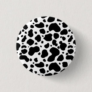 Cow Spots Pattern Black and White Animal Print 3 Cm Round Badge