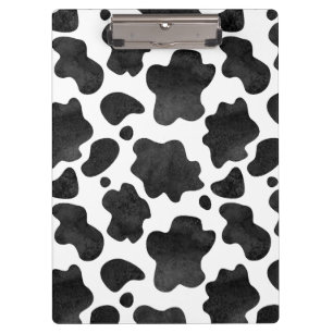 Cow Spots Pattern Black and White Animal Print Clipboard