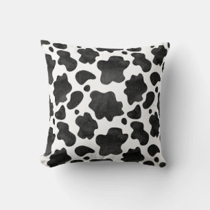 Cow Spots Pattern Black and White Animal Print Cushion