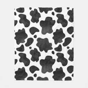 Cow Spots Pattern Black and White Animal Print Fleece Blanket