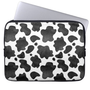 Cow Spots Pattern Black and White Animal Print Laptop Sleeve