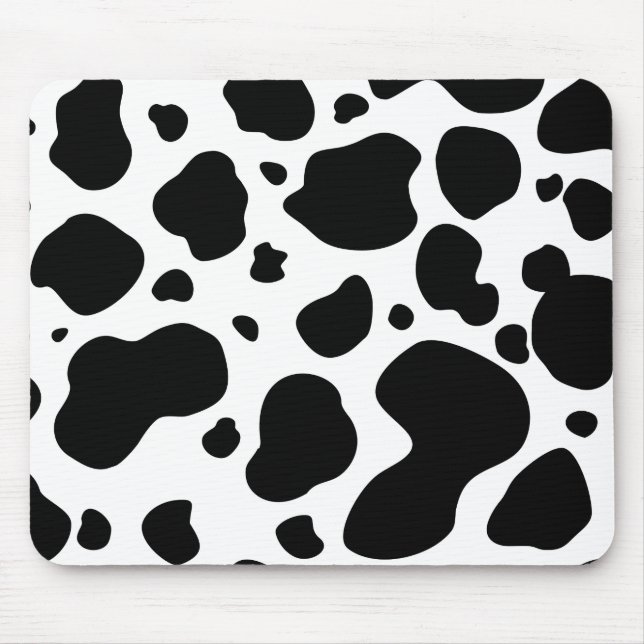 Cow Spots Pattern Black and White Animal Print Mouse Mat (Front)