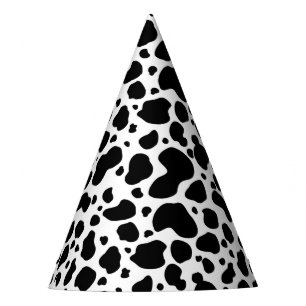 Cow Spots Pattern Black and White Animal Print Party Hat