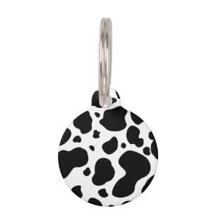 Cow Spots Pattern Black and White Animal Print Pet Tag