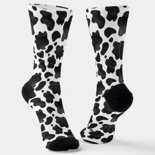 Cow Spots Pattern Black and White Animal Print Socks