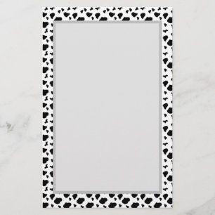 Cow Spots Pattern Black and White Animal Print Stationery