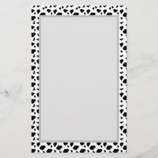 Cow Spots Pattern Black and White Animal Print Stationery