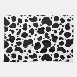 Cow Spots Pattern Black and White Animal Print Tea Towel