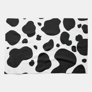 Cow Spots Pattern Black and White Animal Print Tea Towel