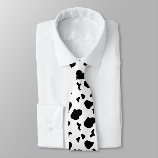 Cow Spots Pattern Black and White Animal Print Tie