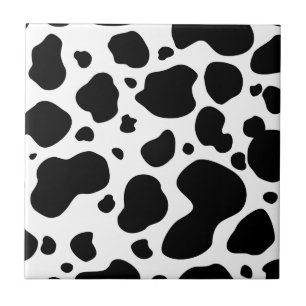 Cow Spots Pattern Black and White Animal Print Tile