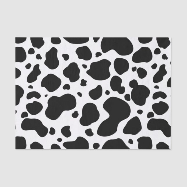 Cow Spots Pattern Black and White Animal Print Tissue Paper (Front)